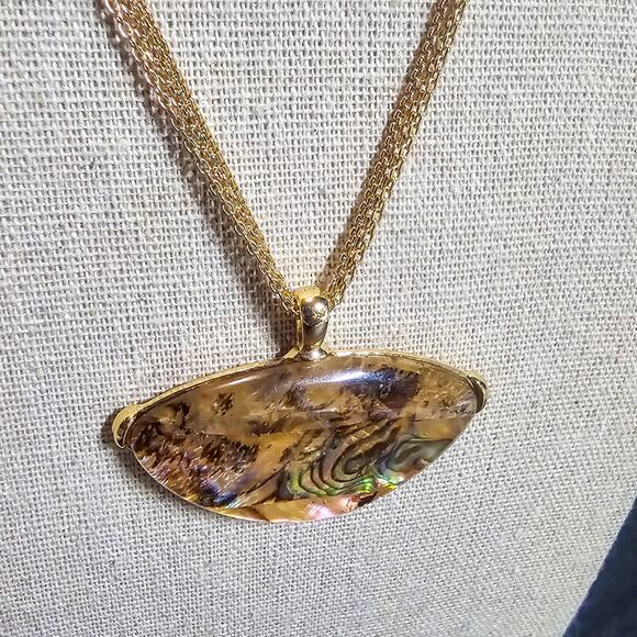 Boutique New abalone pendant on triple strand adjustable chain - Picture 3 of 7